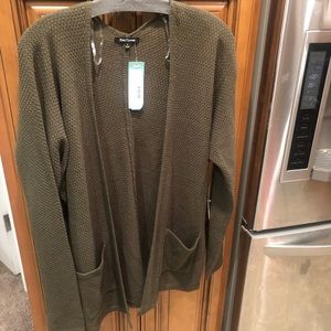 Olive green oversized open front cardigan